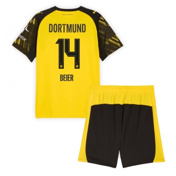 Billige Fotballdrakt Borussia Dortmund Maximilian Beier #14 Replika Hjemmedraktsett Barn 2025-26 Kortermet (med bukser)